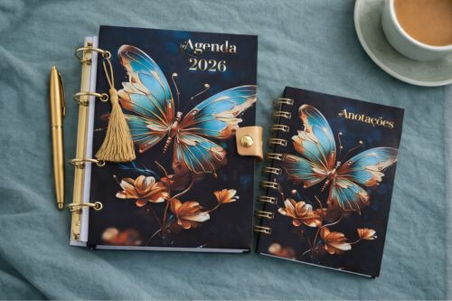 Kit Agenda Fichário e Bloco de Anotações